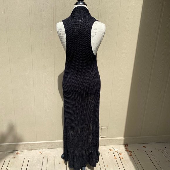 Vintage Open Crochet Boho Long Sweater Vest Cardigan - Picture 6 of 10